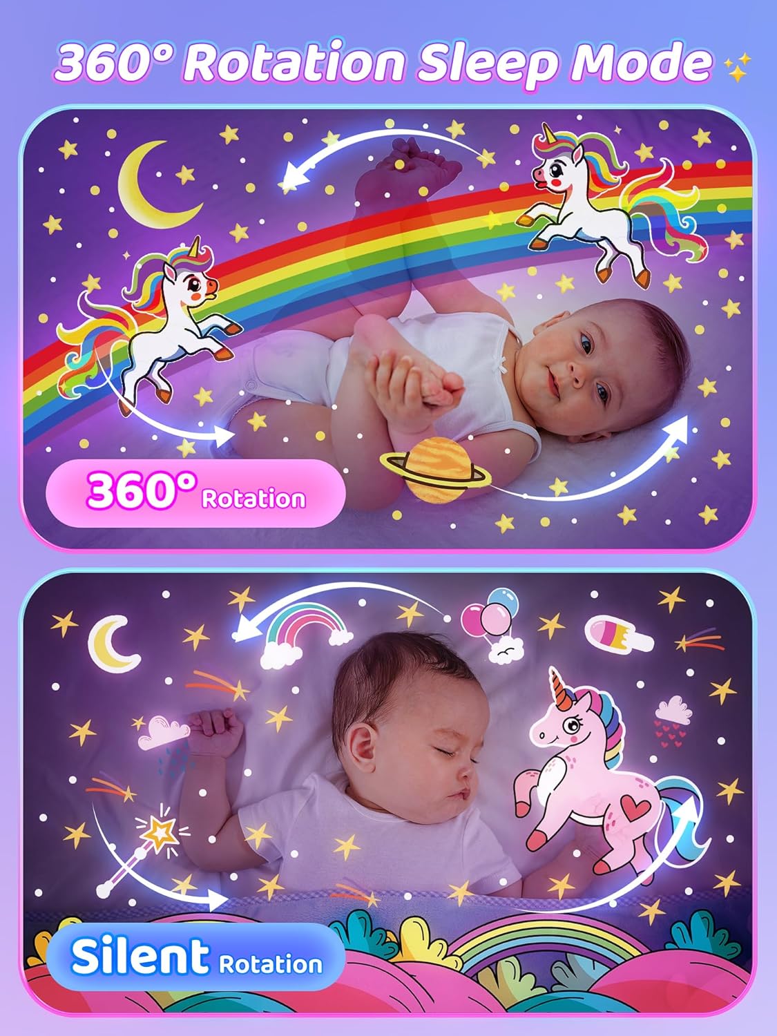 Baby Night Light Projector with White Noise & 21 Colors & 15 Films